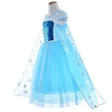 Party Chili Princess Costumes Birthday Dress Up for Little Girls with Crown,Mace,Gloves Accessories 3t 4t Years(110cm)
