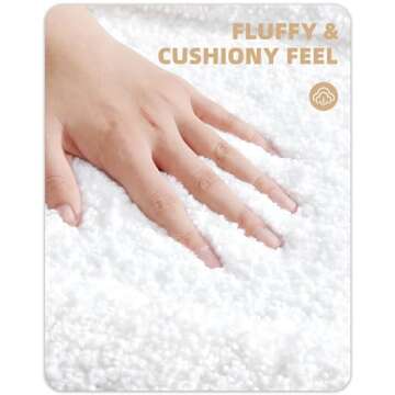 Color&Geometry Ultra Thick Plush Bathroom Rugs- Super Absorbent, Non Slip, Fluffy, Soft, Washable White Bath Mat- 17"x29.5" Luxury Shaggy Bath Mats for Bathroom Floor, Shower, Sink, Bathtub
