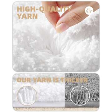 Color&Geometry Ultra Thick Plush Bathroom Rugs- Super Absorbent, Non Slip, Fluffy, Soft, Washable White Bath Mat- 17"x29.5" Luxury Shaggy Bath Mats for Bathroom Floor, Shower, Sink, Bathtub