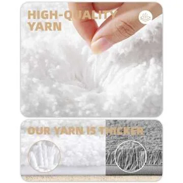 Color&Geometry Ultra Thick Plush Bathroom Rugs- Super Absorbent, Non Slip, Fluffy, Soft, Washable White Bath Mat- 17"x29.5" Luxury Shaggy Bath Mats for Bathroom Floor, Shower, Sink, Bathtub