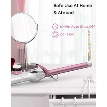 ORYNNE Ceramic Curling Iron, 3/4 Inch Barrel, Digital Temp Control, Fast Heat Up, 7 Adjustable Temperatures, 60 Min Auto Shut Off