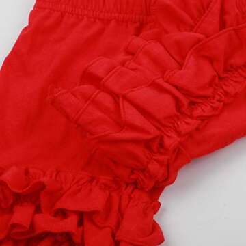 Slowera Baby Toddler Girls Cotton Icing Ruffles Shorts Pants (Red, S: 2-3 Years)