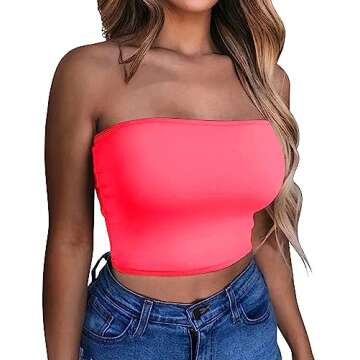 Smile Fish Women's Sexy Tube Top - Hot Pink Comfort