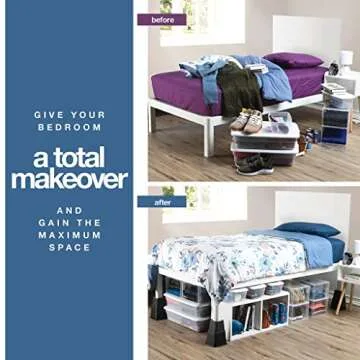 Home It Adjustable Bed Risers - Elevation in 3, 5 or 8 Inch - Heavy Duty Stackable Furniture Risers Supports 1,300 lbs - for Under-Bed Storage, College Dorms, Table and Couch, 4 Pack Bed Lifts Black