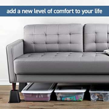 Home It Adjustable Bed Risers - Elevation in 3, 5 or 8 Inch - Heavy Duty Stackable Furniture Risers Supports 1,300 lbs - for Under-Bed Storage, College Dorms, Table and Couch, 4 Pack Bed Lifts Black