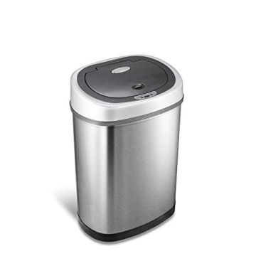 NINESTARS DZT-42-9 Automatic Touchless Infrared Motion Sensor Trash Can - 11 Gal Stainless Steel, Si...