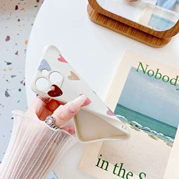 Jmltech Compatible with iPhone 13 Case for Women Girls Cute Design Soft Silicone Camera Protection Protective Lovely Heart Phone Case for iPhone 13 with Glass Screen Protector