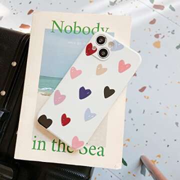 Jmltech Compatible with iPhone 13 Case for Women Girls Cute Design Soft Silicone Camera Protection Protective Lovely Heart Phone Case for iPhone 13 with Glass Screen Protector