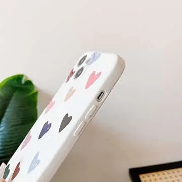 Jmltech Compatible with iPhone 13 Case for Women Girls Cute Design Soft Silicone Camera Protection Protective Lovely Heart Phone Case for iPhone 13 with Glass Screen Protector
