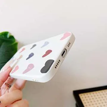Jmltech Compatible with iPhone 13 Case for Women Girls Cute Design Soft Silicone Camera Protection Protective Lovely Heart Phone Case for iPhone 13 with Glass Screen Protector