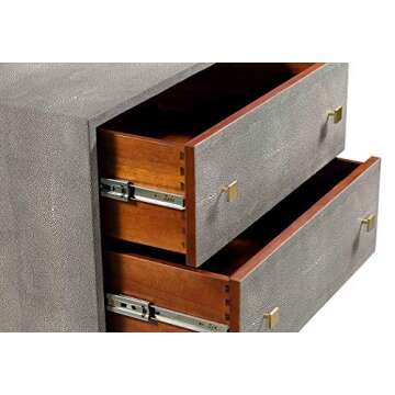 TOV Furniture Pesce Shagreen Modern Textured 2 Drawer Bedroom Nightstand, 25" Grey