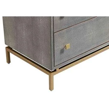 TOV Furniture Pesce Shagreen Modern Textured 2 Drawer Bedroom Nightstand, 25" Grey