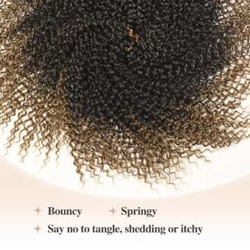 FANCEE Afro Kinky Curly Braiding Hair Ombre Blonde Marlybob Jerry Curl Crochet Hair Extension for Black Women Short Soft Synthetic Passion Twist Hair 6X (1B/27, 18 Inches)