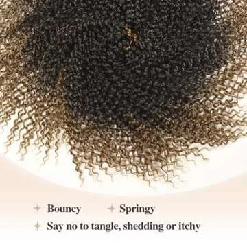 FANCEE Afro Kinky Curly Braiding Hair Ombre Blonde Marlybob Jerry Curl Crochet Hair Extension for Black Women Short Soft Synthetic Passion Twist Hair 6X (1B/27, 18 Inches)
