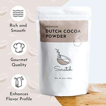 Scratch Premium Dutch Cocoa Powder - Gourmet Baking Ingredients - Rich Creamy Chocolate Flavor - Nat...