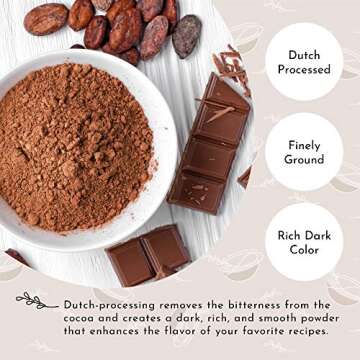 Scratch Premium Dutch Cocoa Powder - Gourmet Baking Ingredients - Rich Creamy Chocolate Flavor - Natural Smooth Low-Fat Mix - Contains Calcium, Iron, Potassium, & Dietary Fiber (8 oz)