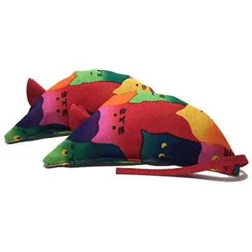 Johnson Pet Products Crazy Cat Catnip Mice - Fun & Safe Cat Toy (Rainbow)