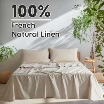 SONORO KATE 100% French Pure Linen Sheets – King Size Breathable Set with Deep Pockets