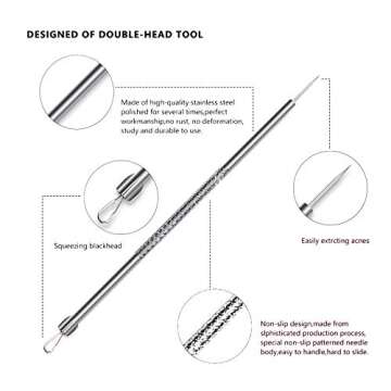 9PCS Blackhead Remover,Acne Removal Tool,Comedone Extractor Tool,Best Blackhead Remover,Treatment Blemish,Whitehead Remover Tool,Risk Free Nose Facial Skin Removal Kit