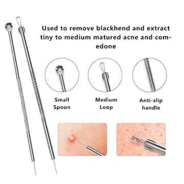 9PCS Blackhead Remover,Acne Removal Tool,Comedone Extractor Tool,Best Blackhead Remover,Treatment Blemish,Whitehead Remover Tool,Risk Free Nose Facial Skin Removal Kit
