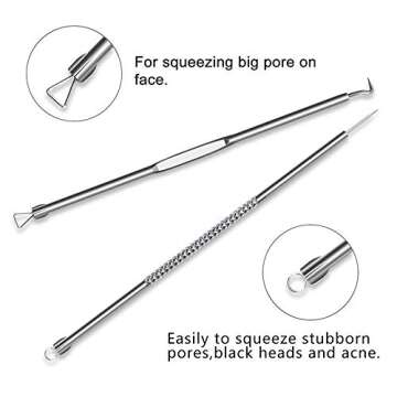 9PCS Blackhead Remover,Acne Removal Tool,Comedone Extractor Tool,Best Blackhead Remover,Treatment Blemish,Whitehead Remover Tool,Risk Free Nose Facial Skin Removal Kit