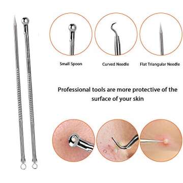 9PCS Blackhead Remover,Acne Removal Tool,Comedone Extractor Tool,Best Blackhead Remover,Treatment Blemish,Whitehead Remover Tool,Risk Free Nose Facial Skin Removal Kit