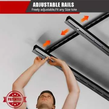 Ultrawall Overhead Garage Storage Racks, Adjustable Garage Ceiling Storage Rack, Heavy Duty Garage Organizer Hanging Storage Rack for Most Storage Bins/Totes/Container, 48" x 48"