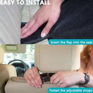 Car Seat Protector Under Baby Car Seat, Seat Protector Carseat with Thick Padding and Storage Pockets to Protect Vehicle Fabric and Leather Seat