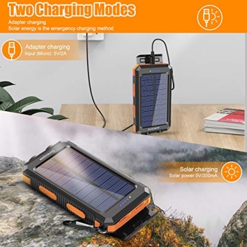20000mAh Portable Waterproof Solar Power Bank for Outdoors