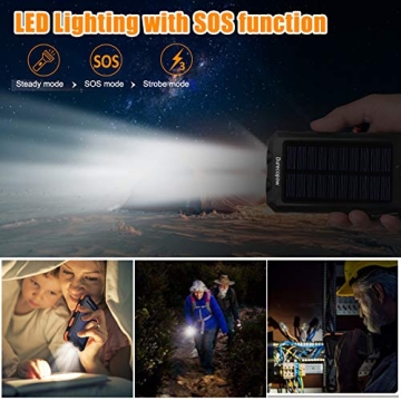 20000mAh Portable Waterproof Solar Power Bank for Outdoors