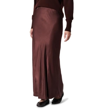 The Drop Women’s Alya Silky Slip Maxi Skirt - Chic Versatility in Burgundy Truffle
