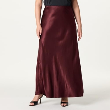 Chic Burgundy Truffle Silky Slip Maxi Skirt for Women