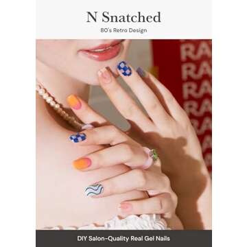 ohora Semi Cured Gel Nail Strips (N Snatched) - Blue, Patterned, Works with Any UV/LED Nail Lamps, S...