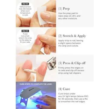 ohora Semi Cured Gel Nail Strips (N Snatched) - Blue, Patterned, Works with Any UV/LED Nail Lamps, Salon-Quality, Easy to Apply & Remove - Valentine's Day Gel Nail Wraps, stickers, romantic gift ideas