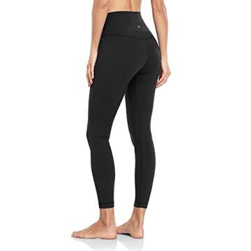 HeyNuts Hawthorn Athletic Women's High Waisted Yoga Leggings, Buttery Soft Workout Pants Compression 7/8 Leggings with Inner Pockets Black_25'' M(8/10)