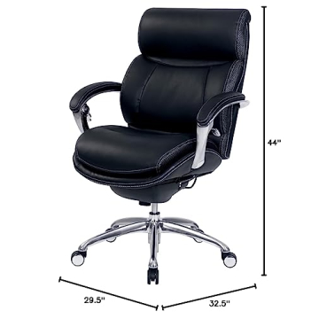 Serta® iComfort i5000 Ergonomic Bonded Leather Mid-Back Manager's Chair, Onyx Black/Silver