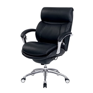 Serta® iComfort i5000 Ergonomic Bonded Leather Mid-Back Manager's Chair, Onyx Black/Silver