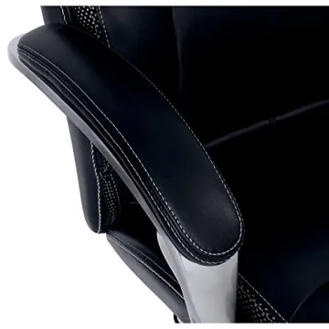 Serta® iComfort i5000 Ergonomic Bonded Leather Mid-Back Manager's Chair, Onyx Black/Silver