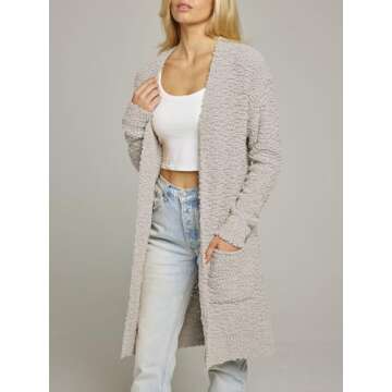 MEROKEETY Women's 2024 Winter Long Sleeve Soft Chunky Knit Sweater Open Front Cardigan Outwear Coat Off-White