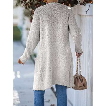 MEROKEETY Women's 2024 Winter Long Sleeve Soft Chunky Knit Sweater Open Front Cardigan Outwear Coat Off-White