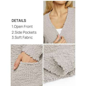 MEROKEETY Women's 2024 Winter Long Sleeve Soft Chunky Knit Sweater Open Front Cardigan Outwear Coat Off-White