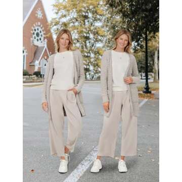 MEROKEETY Women's 2024 Winter Long Sleeve Soft Chunky Knit Sweater Open Front Cardigan Outwear Coat Off-White