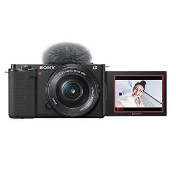 Sony ZV-E10 Mirrorless Interchangeable Lens Vlogging Camera with 16-50mm Lens, Black - Bundle with E 55-210mm f/4.5-6.3 OSS Lens, Vlogger Accessory Kit