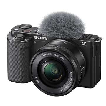 Sony ZV-E10 Mirrorless Interchangeable Lens Vlogging Camera with 16-50mm Lens, Black - Bundle with E 55-210mm f/4.5-6.3 OSS Lens, Vlogger Accessory Kit