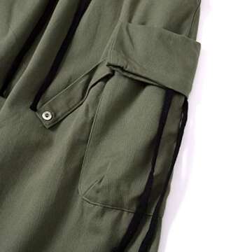 Unotobe Baggy Cargo Pants Men Women Casual Joggers Pants Solid Color Loose Multi Pockets Trousers (62-Black,S)