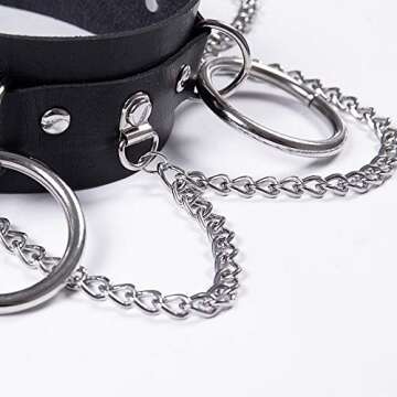 Jurxy Choker Necklace PU Leather Goth Choker Collar with O Shape Punk Rock Collar Adjustable Size –Black