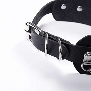 Jurxy Choker Necklace PU Leather Goth Choker Collar with O Shape Punk Rock Collar Adjustable Size –Black