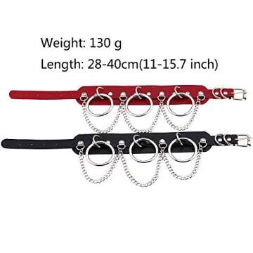 Jurxy Choker Necklace PU Leather Goth Choker Collar with O Shape Punk Rock Collar Adjustable Size –Black