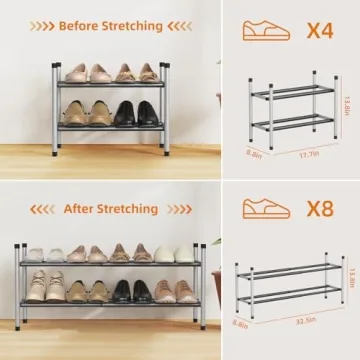 Strong Expandable Shoe Rack for Organized Footwear