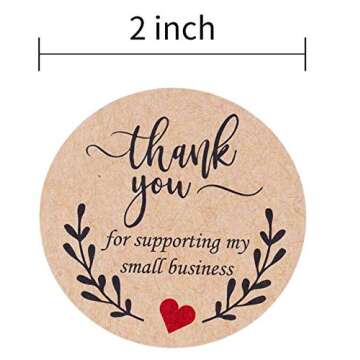 2" Thank You for Supporting My Small Business Stickers-Round Kraft Labels for Business, Boutiques, O...